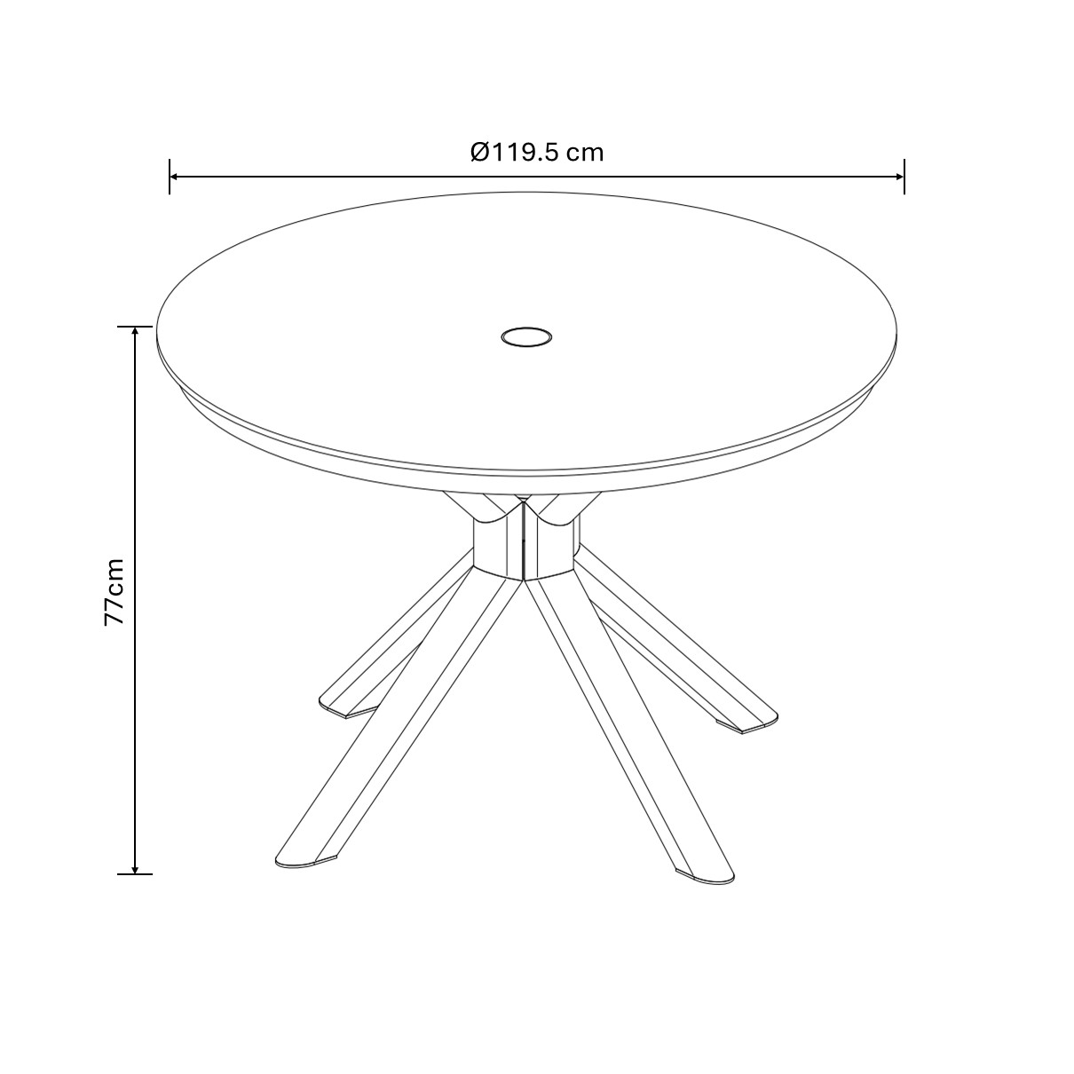Portico 4 Seat Round Dining Set dimensions